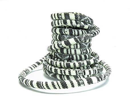 Magic and Arts Ethno Schmuck Band ecru-schwarz 6mm Meterware