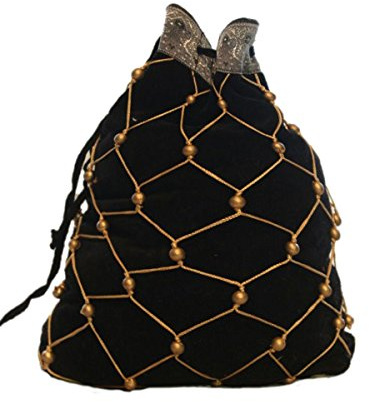 Dark Dreams Gothic Mittelalter LARP Perlen Perlentasche Tasche Beutel Boleyn, Farbe:schwarz