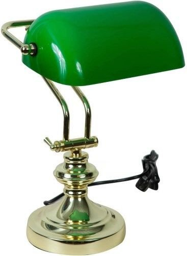 Churchill Inglés Lámpara de mesa Ministerial Cristal Verde Latón