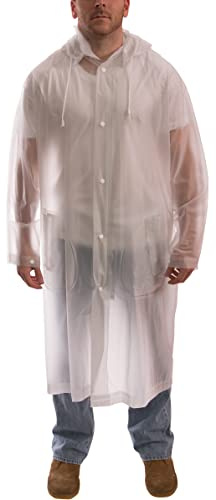 Tingley Gummi-Regenmantel C61210, 122 cm, strapazierfähig, mit abnehmbarer Kapuze, XXL, transparent