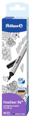 Pelikan Fineliner 96, 0,4 mm, Schreibfarbe: schwarz, dokumentenecht, 10 St./Pack.