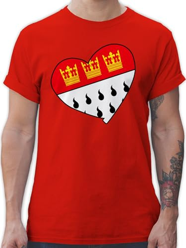 T-Shirt Herren - Karneval & Fasching - Köln Wappen Herz I Geschenk für Köln Fans - 4XL - Rot - Tshirt faschingsshirt Faschings Koln Shirts Shirt Faschings-t-Shirt Karnevals kölle t-Shirts weiß