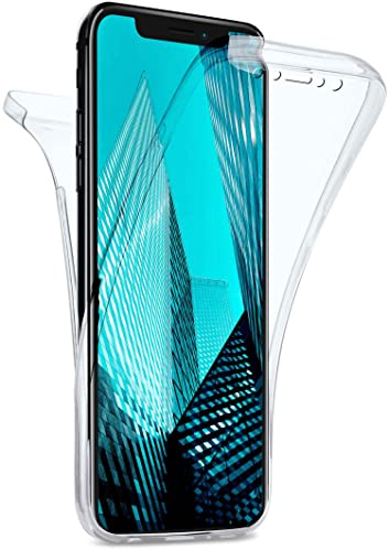 moex Double Case für Apple iPhone X/iPhone XS Hülle Silikon Transparent, 360 Grad Full Body Rundum-Schutz, Komplett Schutzhülle beidseitig, Handyhülle vorne und hinten - Klar