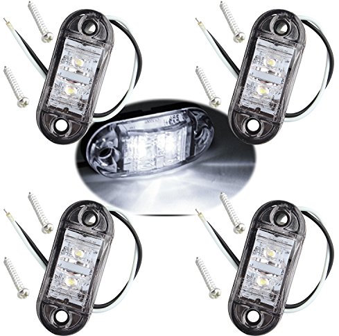 Futheda 4pcs IP65 Oval LED Lamps Side Marker Lights 12V/24V Front Rear Lights Universal Indicator of Position for Truck Trailer Van Caravan Lorry Car Bus Boats White