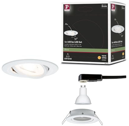 Paulmann 93430 LED Einbauleuchte Nova schwenkbar rund 84 mm 50° GU10 6,5W 460lm 230V 2700K Weiß matt