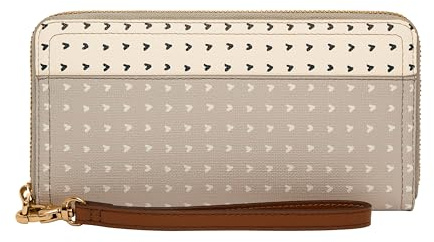 Fossil Logan Damen-Clutch, Leder, RFID-blockierend, Reißverschluss, mit Handgelenkriemen, herzen, Einheitsgröße