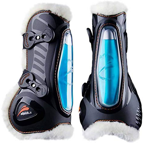 EQUICK Gamaschen Modell eShock mit Clickverschluss, Fellgamaschen, schwarz, Groesse L