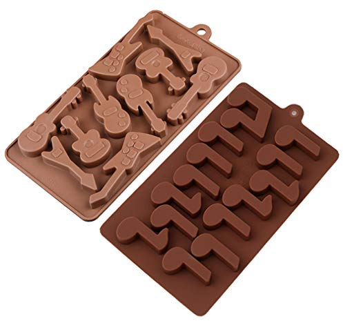 KBstore 2 Stück Silikon Schokoladenform Pralinenform - Gitarre form und Musiksymbol Form Silikonform für Schokoladen Herstellen - Silikon backform für Schokolade/Süßigkeit/Gelee/Eiswürfel #3