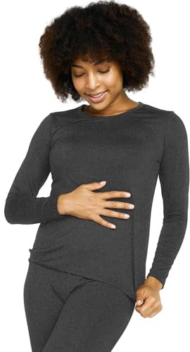 LAPASA Pacco da 2 o 1 Maglia Termica Donna Manica Lunga Fodera in Micro Pile - Pigiama Abbigliamento Intimo Canottiera Calda Elastica Traspirante Sportiva Grigio Scuro(Caldo) L