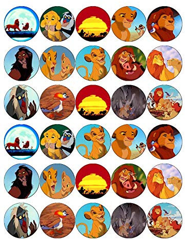 30 Lion King Cupcake Toppers Edible Wafer Card Fairy Cake Toppers Birthday Cakes