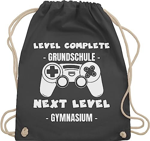 Shirtracer Turnbeutel Rucksack - Schulanfang & Einschulung Geschenk - Level complete - next level Gymnasium weiß - Unisize - Dunkelgrau - 5 klasse einschulung-schulanfang schulanfänger gymi