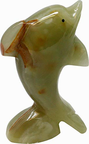 Delfin aus dem Halbedelstein Onyx Marmor, 13 cm Handarbeit Delphin, Naturstein Gestein