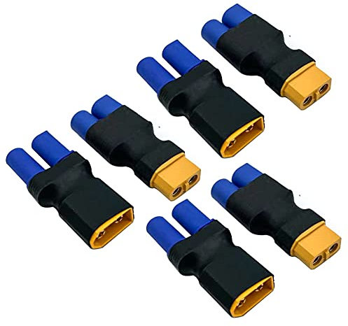 FLY RC 6 Stück XT60 an EC5 Stecker Stecker Buchse Adapter Kompaktleuchte Drahtloser Netzstecker Adapter Anschluss UAV RC Modellauto Flugzeugbatterie