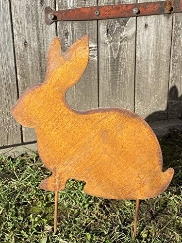 Rostalgie Edelrost Hase Bommel zum Stecken 31 cm Ostern Garten Dekoration