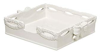 L'ARTE DI NACCHI Portatovaglioli con fiocchi ceramica bianca 21x25x6 cm KF-40