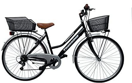 MADICKS Bicicletta Donna da Passeggio Olanda Misura 28 Bici da città Vintage retrò con Cestino anteriore e posteriore Nero Con Cambio