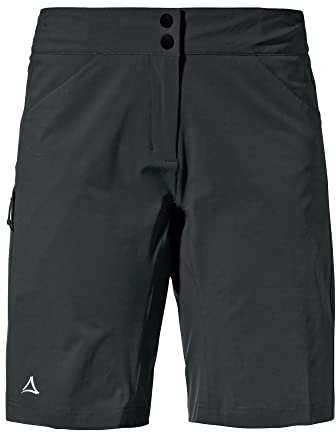 Schöffel Damen Shorts Danube L, wasserabweisende Radhose, schnell trocknende Fahrradhose mit Bundverstellung, black, 48