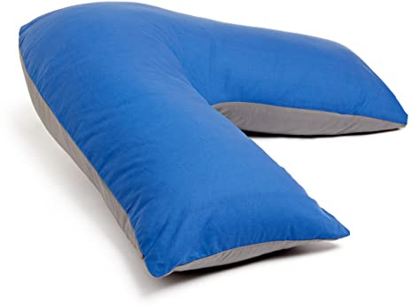 CnA Stores Orthopaedic V-Shaped Pillow Extra Cushioning Support For Head, Neck & Back (ROYAL BLUE/GREY, V-pillow With 2 Tone Cover)
