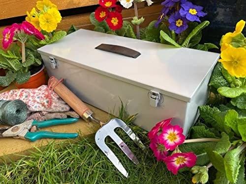 GSD - UK Made Tool Box w/Handle, Hinges & Latch - Perfect For Tools, Small Parts, Hobby & Craft, Home or Garden - Multiple Colours To Choose From (Silver)