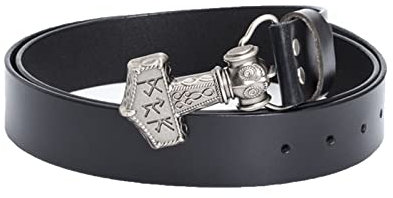 Gürtel Männer Western für Cowboy, Viking Style Gürtelschnalle Vintage Gürtelschnalle für Männer,Silber,110CM/43.3''