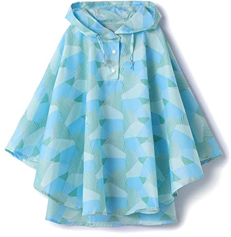 QIKADO Imperméable Manteau de Pluie avec Capuche pour Enfant Garçons et Filles Graphiques Bleus/XL/8-12ans