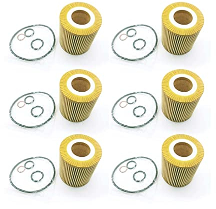 WIPP Auto Kraftstofffilter 6Set Oil Filter 11427508969 Compatible with E81 E82 E83 E85 E87 E88 E46 E60 E61 E90 E91 E92 E93 X1 Z4 11427619232 Kfz -Kraftstofffilter (Color : 6Pcs)