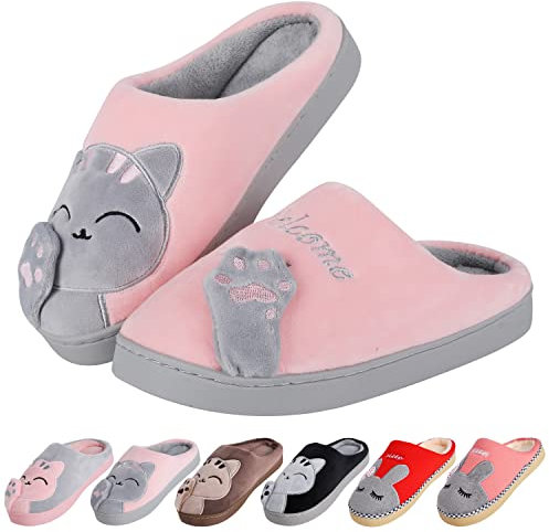 HEPODA Pantofole Donna Uomo Invernali Ciabatte Pelose Ragazza Ciabatte Uomo Invernali da Casa Pantofole Gatto Calde Comode Antiscivolo Scarpe da Casa
