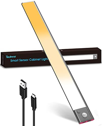 LED Unterbauleuchte Küche mit Bewegungsmelder und Akku, 3600mAh Dimmbar USB Aufladbar Schrankbeleuchtung mit Bewegungssensor Magnet Küchenbeleuchtung Unterbau Ohne Kabel LED Lichtleiste mit Sensor