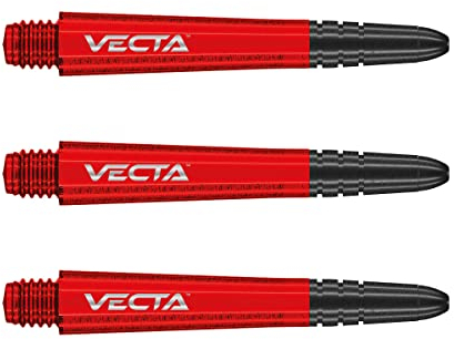 WINMAU Dart Shaft - Vecta Polycarbonat Dartschäfte - 1 Set pro Packung (insgesamt 3 Dart-Schäfte) - Professionelles Dartzubehör - Rot & Schwarz Intermediate Schäfte