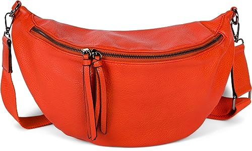 styleBREAKER Damen Halbmond Crossbody Schultertasche, abnehmbarer verstellbarer Schultergurt, Einfarbige Handtasche 02012386, Orange