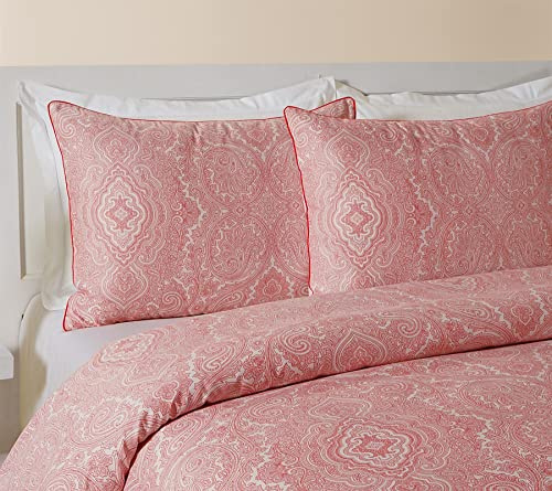 Roseley 3 Piece Duvet Cover Set 400TC Paisley Print Cotton Rich Soft Bedding Quilt Cover & Housewife Pillowcases [Super King, Red]