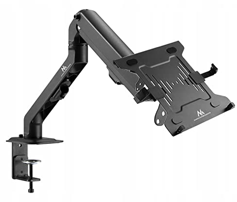 Maclean MC-906+MC-764 Laptop Halterung Kompatibiel mit Laptops/Notebooks von 23 bis 42 cm Tischhalterung Schwenkbar Neigbar Höhenverstellbar Doppelarm Maximale Belastung: 4,5 kg