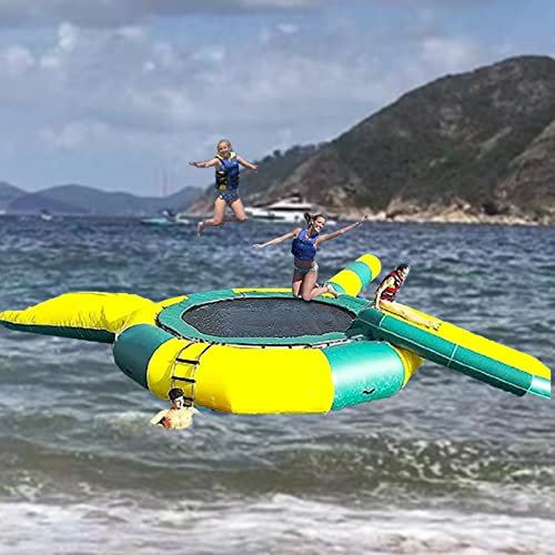 Aufblasbares Wassertrampolin, Freizeit-Seetrampolin, Wassertrampolin mit Rutsche, tragbare springende Schwimmplattform für See, Pool, ruhiges Meer,4M