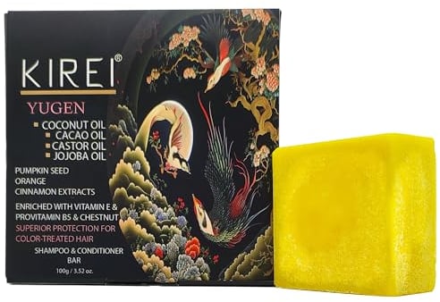 Kirei Shampoo Bar, 2-in-1 Shampoo und Conditioner Bar, Schutz und Reparatur für farbbehandeltes, geschädigtes Haar, feuchtigkeitsspendend, Kokosnuss/Kakao/Rizinus/Jojoba, vegane Formel 100g
