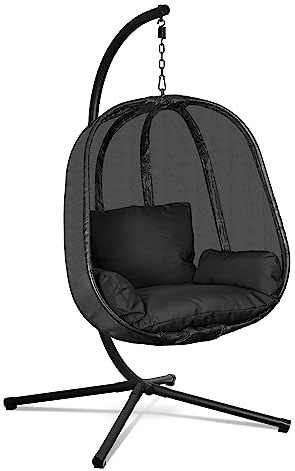 Swoods Luxe Hängesessel – Hängesessel mit Gestell – Für Indoor und Outdoor – Schaukel – Höhenverstellbar – bis 150kg (Schwarz)