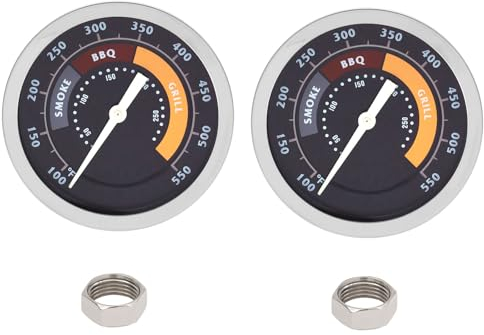 2-Pack Grill Temperature Gauge for Oklahoma Joe's Smokers and Most 13/16-inch Opening Charcoal Grills, BBQ Temp Gauge Stainless Steel Thermometer Replacement for Oklahoma Joe's Smoker 3695528R06