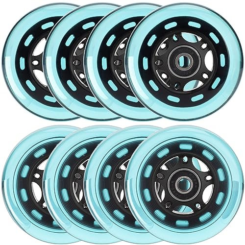 HeyZomm Inline-Skate-Räder für drinnen und draußen, Ersatzräder 85a Rollhockey-Räder mit Kugellagern ABEC-9 und schwimmenden Abstandshaltern, 64 mm, 70 mm, 72 mm, 76 mm, 80 mm, 84 mm, 90 mm