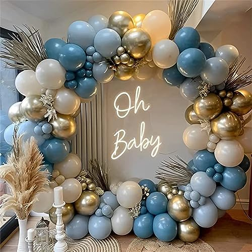 Luftballon Girlande Blau Gold, 167 Stück Luftballons Geburtstag Blau Sand Weiß für Geburtstagsdeko Hochzeit Taufe Deko