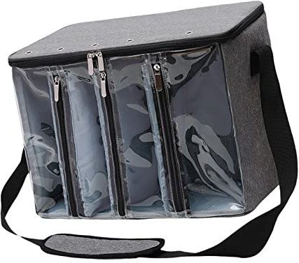 Duiaynke Garn gewebte Tasche, mehrere separate Taschen große Kapazität gestrickte Stricktasche, Garn Aufbewahrungstasche, Garn Stricktasche (grau)