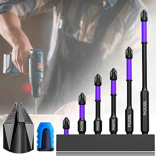 Vopetroy D1 Anti-Slip and Shock-Proof Bits with Phillips Screwdriver Bits,Upgraded High Hardness and Strong Magnetic Bit,Anti-shock Strong Magnetic Non-slip Bit,Magnetic Drill Bit (1 Set)