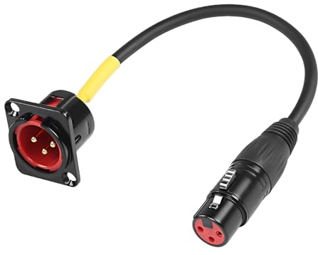 XMSJSIY D-Typ XLR Stecker Panel Mount auf XLR Buchse Pass durch Kabel, 3-Pin Mic XLR Feed/Pass Thru Converter Kompatibel mit Mikrofon - 50cm/19.6inch 1PC (Stecker auf Buchse)