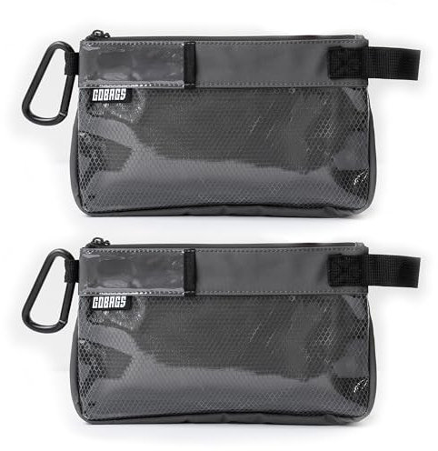 GOBAGS Production Zipper Bags - Electronics & Camera Accessories Bag - Cable organizer, Gear Accessory Pouch, Travel Camera Essentials (Small, Gray, 2 pack)