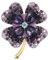 Oenothera Vierblättriges Kleeblatt Brosche, Strass Broschen, Broschen für Damen, für Frauen Freundin Partei Dekoration Geschenk（Lila）