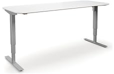 kaiserkraft | Schreibtisch Atlanta Trend | elektrisch höhenverstellbar | gerade | abgerundete Ecken | BxT 180x80 cm | weiß/Silber