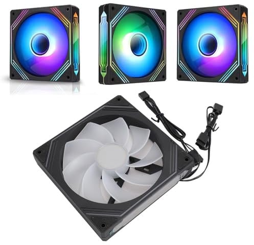 140mm ARGB Chassis Fan, 140x140x25mm Case Fan ARGB Synchronized Light Quiet Heat Dissipation Cooling Fan for CPU Cooler Heat Sink PC Case (Reverse Black)
