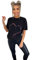 Women Ladies Oversized Butterfly Love Heart Print Short Sleeve T-Shirt Top Cotton Tee for Casual Wear Butterfly Black 20-22