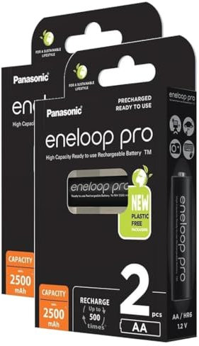 Eneloop Pro Lot de 2 x 2 Piles Rechargeables Mignon 2500mAh AA Ni-MH