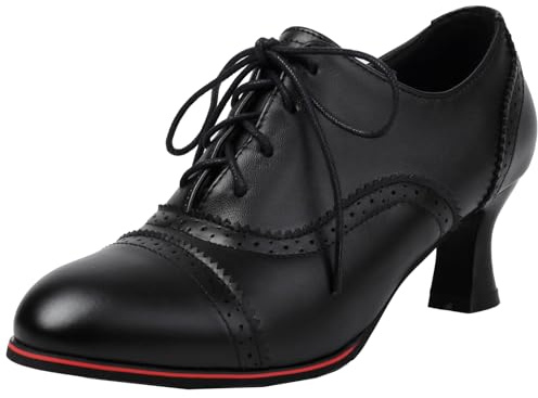 Cocey Damen Schnürpumps mit Blockabsatz (Schwarz,37)