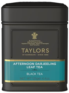 Taylors® | Tè Nero Darjeeling Pomeridiano | Delicato e Rinfrescante Tè Nero Indiano Foglia Sfusa - 125 Gr | Darjeeling Latta Metallo
