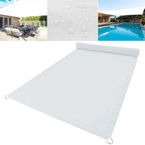 Parasole Rettangolare, Rete Ombreggiante 8 x 10 m Tenda da Sole Privacy, Rete Telo Ombra a Rete Traspirante Pes Protección Rayos UV per Serra/Balcone/Cortile/Tetto, Bianco